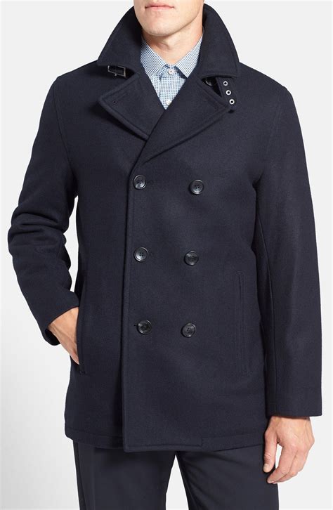 michael kors peacoat men's|michael kors double breasted coat.